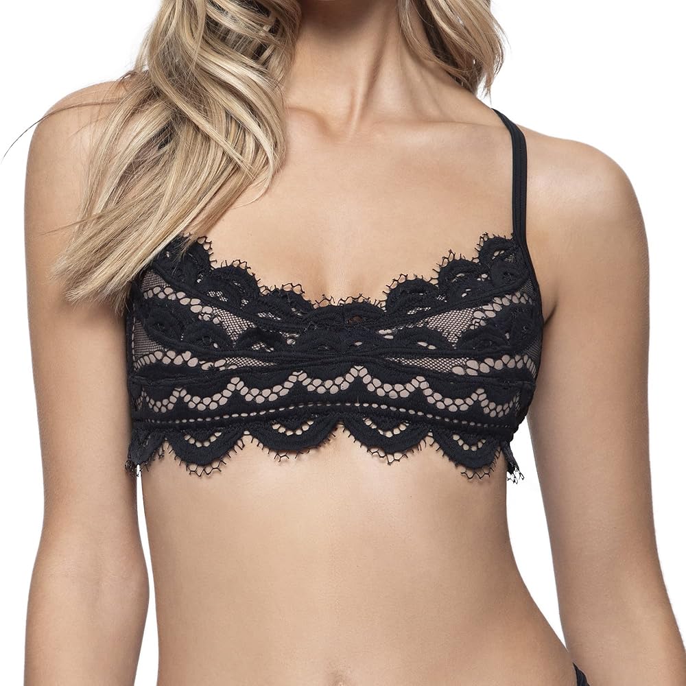 Amazon.com: PilyQ Women's Lace Bralette Bikini Top, Midnight